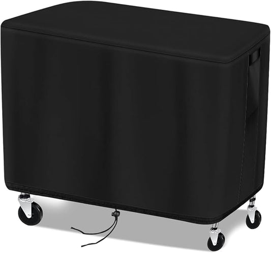 Patio Table Cover for Outdoor Grill Cart, 47-inch Waterproof Rolling Utility Service Cart Cover Stainless Steel Pizza Oven Table Covers - 47"L×27"W×32"H, Black