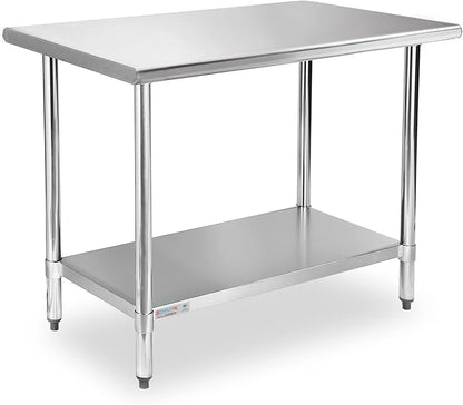 STABLEINK 18-Gauge Stainless Steel Prep Table with Undershelf 36”x24” 3ft | NSF Certified Heavy Duty Metal Work Table Workbench for Commercial Kitchen Restaurant Hotel Laundry Garage Chef Homemaker