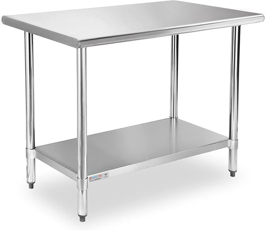 STABLEINK 18-Gauge Stainless Steel Prep Table with Undershelf 36”x24” 3ft | NSF Certified Heavy Duty Metal Work Table Workbench for Commercial Kitchen Restaurant Hotel Laundry Garage Chef Homemaker