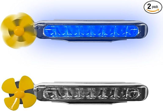 2PCS Wind Powered Car Lights, 8 LED Bead Self-Adhesive Automotive Grille Light, Universal Wind Energy Vehicle Exterior Ambient Lamp Decoration for Most Cars, Motorcycles (Blue)