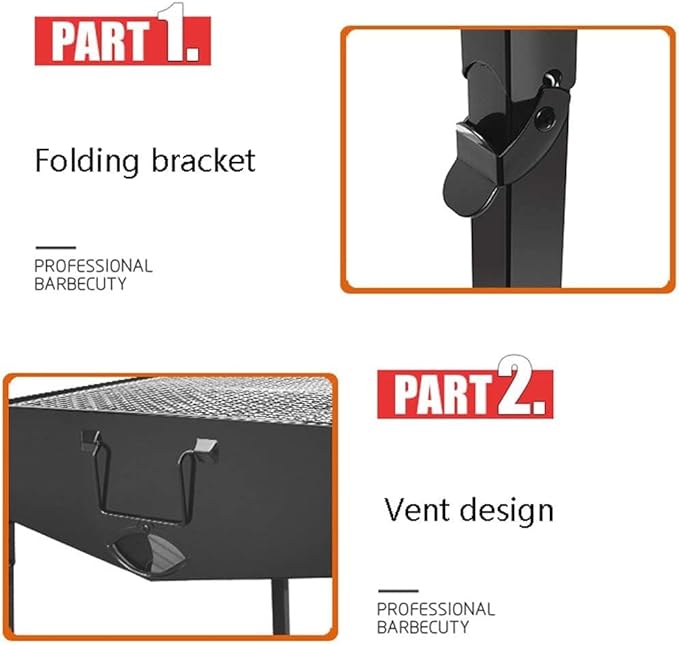 Camping Barbecue Grill Folding Barbecue Grill Stainless Steel BBQ Grill Outdoor Portable Charcoal Grill BBQ Camping Grill Travel Barbecue Charcoal Grill