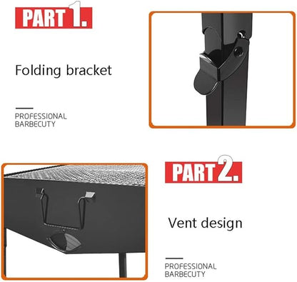Camping Barbecue Grill Folding Barbecue Grill Stainless Steel BBQ Grill Outdoor Portable Charcoal Grill BBQ Camping Grill Travel Barbecue Charcoal Grill
