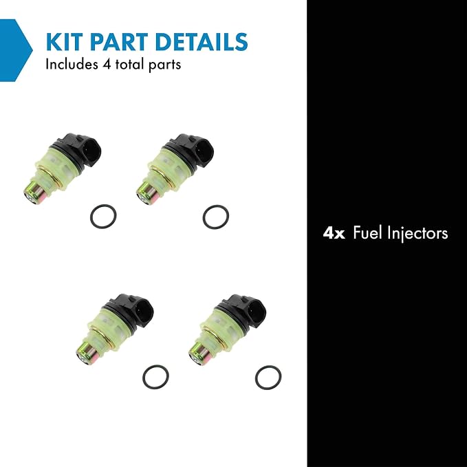 TRQ Port Fuel Injector Set of 4 Kit | For Chevy GMC Isuzu Pontiac 2.2L
