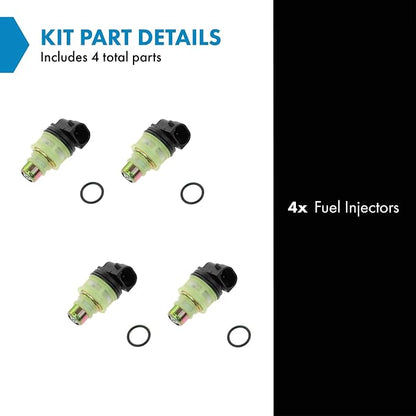 TRQ Port Fuel Injector Set of 4 Kit | For Chevy GMC Isuzu Pontiac 2.2L