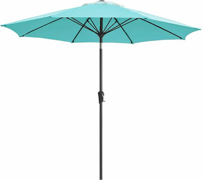 JEAREY 9FT Outdoor Patio Umbrella,Market Table Umbrella with 8 Fiberglass Ribs, Pool Umbrella with Tilt and Crank, UV Protection Lightweight & Wind-Resistant for Lawn, Garden, Deck and Backyard, Peacock Blue