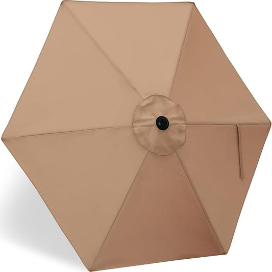 ABCCANOPY 7.5ft Outdoor Umbrella Replacement Top Suit 6 Ribs (Tan) | 1 Year No Fading,Blocks 95% Harmful Rays,Double-Stitch Seams, Easy Install & Storage,Canopy Only,Ideal for Patio, Garden