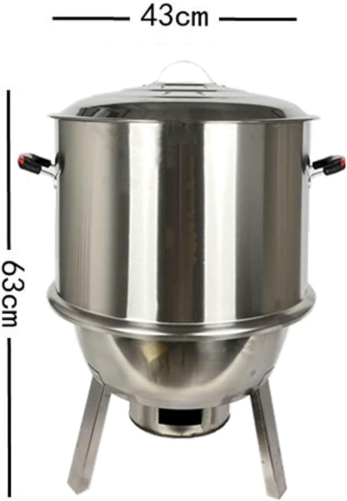 Vertical BBQ Smoker for Duck Chicken Stainless Steel Barbecue Grill with Various Accessories 360° Even Heating Independent Charcoal Bin Design for Duck, Chicken, Pigeon, Fish and Vegetables