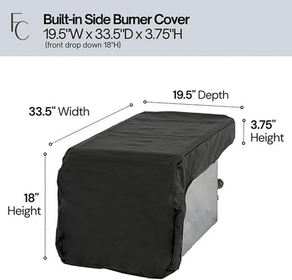 Formosa Covers Built in Side Burner Cover Waterproof Vinyl, Outdoor Grill Side Burner Cover Soft Lined BBQ Cover for Viking Lynx Weber Char Broil Nexgrill Napoleon KitchenAid, 19.5" W x 33.5" D