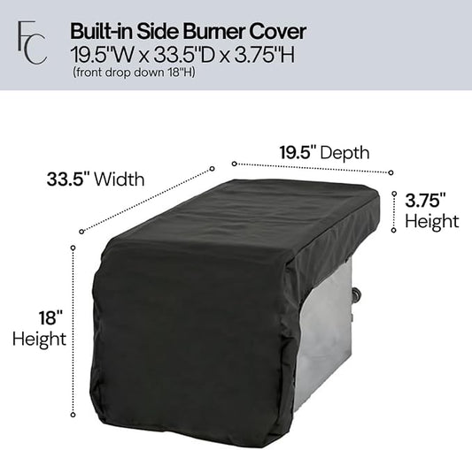 Formosa Covers Built in Side Burner Cover Waterproof Vinyl, Outdoor Grill Side Burner Cover Soft Lined BBQ Cover for Viking Lynx Weber Char Broil Nexgrill Napoleon KitchenAid, 19.5" W x 33.5" D