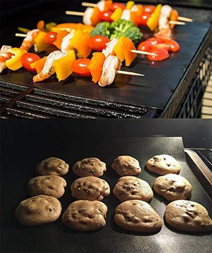LOOCH Copper Grill Mat Set of 5 Non-Stick BBQ Mats Reusable Easy Clean | Non-stick copper BBQ mats for gas charcoal electric grills oven safe reusable dishwasher safe high heat resistant rust-proof