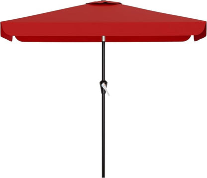 AreShark 6.5 x 10 FT Rectangular Valance Patio Umbrella, Outdoor Umbrella with Tilt and Crank, Market Table Umbrellas W/ 6 Ribs UV Protection for Garden, Deck, Backyard and Pool, Red