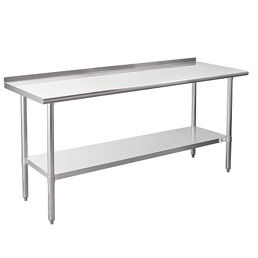 Profeeshaw Stainless Steel Prep Table 24''x72'' Workbench with Backsplash | NSF Commercial Metal Work Table, with Undershelf, Heavy Duty Table, for Kitchen, Restaurant, Home, Gargae and Hotel, 18-gauge
