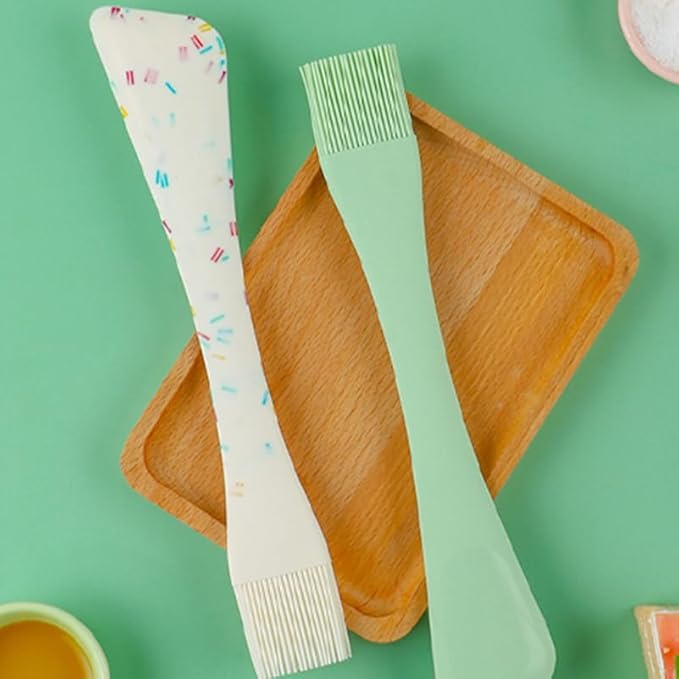 Hemoton Dual-Head Silicone Spatula and Oil Brush,Dual-Purpose Silicone Pastry Brush and Spatula,Baking Scraper,Non-Stick Scraper for Cooking,Mixing and Baking