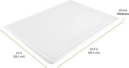 FARBERWARE Extra-Large Plastic Cutting Board, 15x20 Inch Dishwasher-Safe Chopping Board with Juice Groove, Non-Slip Surface, Durable, White