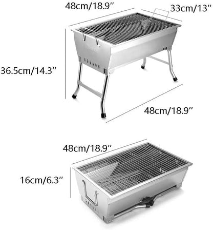 Charcoal Grill Portable Stainless Steel Folding Grill Fold Barbecue Charcoal Grill Stove Shish Kebab BBQ Patio Camping BBQ Grill