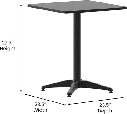 Flash Furniture Mellie 23.5'' Square Aluminum Indoor-Outdoor Table with Base, Black
