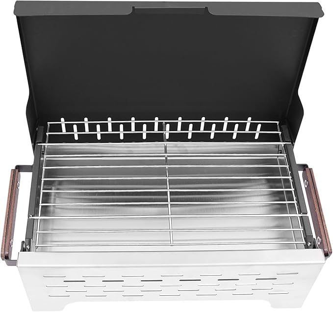 Charcoal BBQ Grill, Portable Folding Outdoor Camping Tabletop Charcoal Grill for Park Camping Picnics Beach Party Cooking, 15.75 * 8.27 in