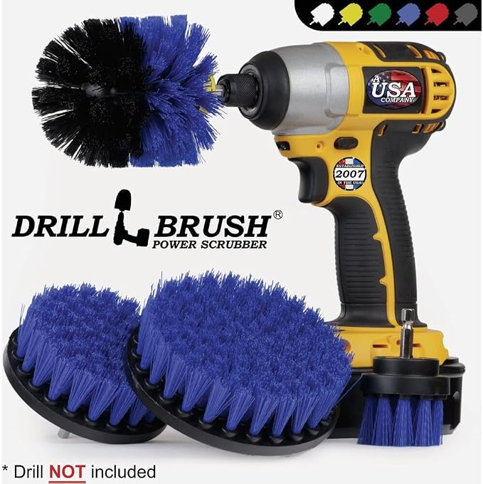 Cleaning Drill Brushes for Vinyl Liners - Rotary Brushes for Walls and Deck | Drillbrush Boat Hull Cleaner Set/Swimming Pool Accessories - Hot Tubs and Spas Cleaning Brush Kit - Pool Cover Scrubber