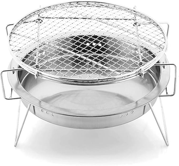 Small Charcoal Grill, Round Easy to Clean Bbq Tool, Barbecue Oven for Outdoor Cooking Camping Hiking Picnics Tailgating Backpacking