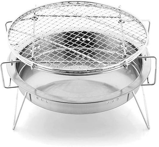 Small Charcoal Grill, Round Easy to Clean Bbq Tool, Barbecue Oven for Outdoor Cooking Camping Hiking Picnics Tailgating Backpacking
