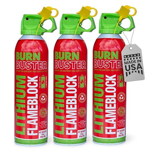 Lithium-Ion Fire Extinguishing Gel 3-Pack - Battery Fire Suppression Gel for Electronics, Stops Thermal Runaway, Non-Toxic, Eco-Friendly, 14oz Canister, Made in USA