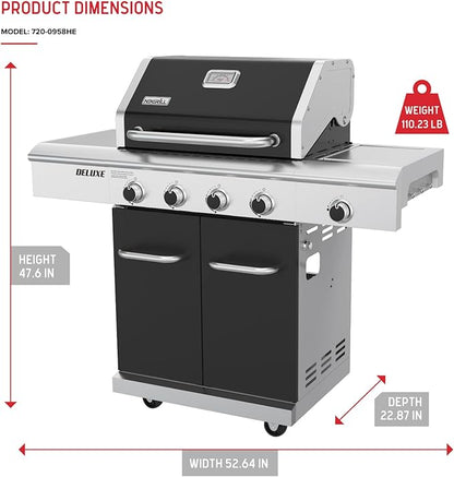 Nexgrill 4-Burner Natural Gas Grill with Side Burner and Griddle Insert, 627 SQ In Total Cooking Space, 59,000 BTUs Output, BBQ Grill Perfect for Outdoor Gatherings - 730-0958HE