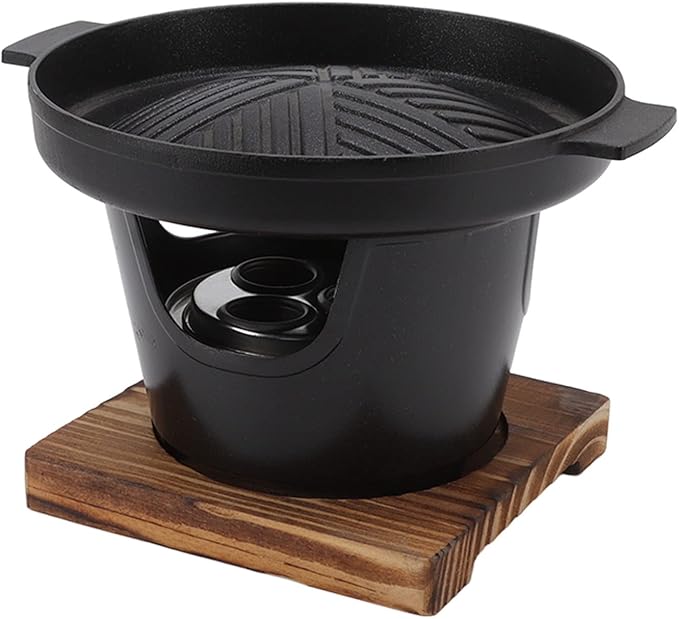 Mini BBQ Grill, Stick Proof Smokeless Portable Tabletop Barbecue Grill, Round Barbecue Stove for Home Barbecue or Outdoor Picnic Tailgate Camping (HN-BBQ18A)