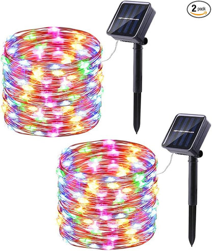 Lomotech Solar String Lights Outdoor - 2 Pack Total 66ft 200LED Solar Fairy Lights Waterproof 8 Modes Twinkle Lights for Outdoor, Patio, Garden, Yard, Party, Wedding, Tree Decoration (Multicolor)