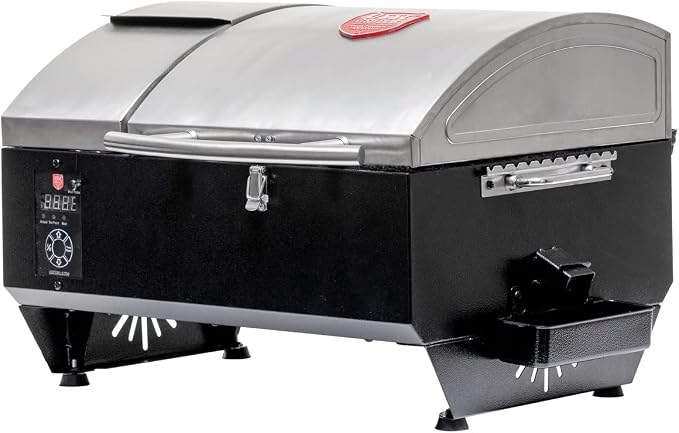 USSC Grills USG295SS Stainless Steel Portable Tabletop Wood Pellet Grill,silver,black