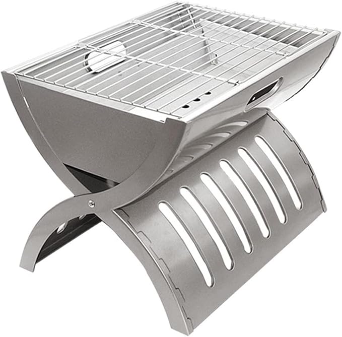 Portable Charcoal Grill for Camping BBQ, Outdoor Barbecue Grill with Stainless Steel Folding Rack, Camping Stove for Patio Picnic, Charcoal Grill BBQ Cooker for 3-5 Persons