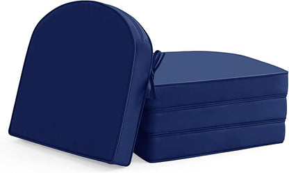 Outdoor Chair Cushions Set of 4: Waterproof & Fade Resistant Patio Furniture Cushions - 18.5 x 16 x 2 Inch Non Slip Round Corner Seat Cushion Pads with Removable Cover for Garden Yard Lawn, Navy Blue