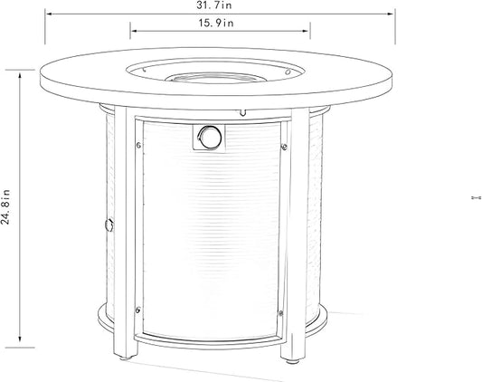 KEIKI 32 Inch Round Propane Fire Pit Table, Wicker Pattern Steel Outdoor Gas Fireplace, Patio Heater for Garden Deck