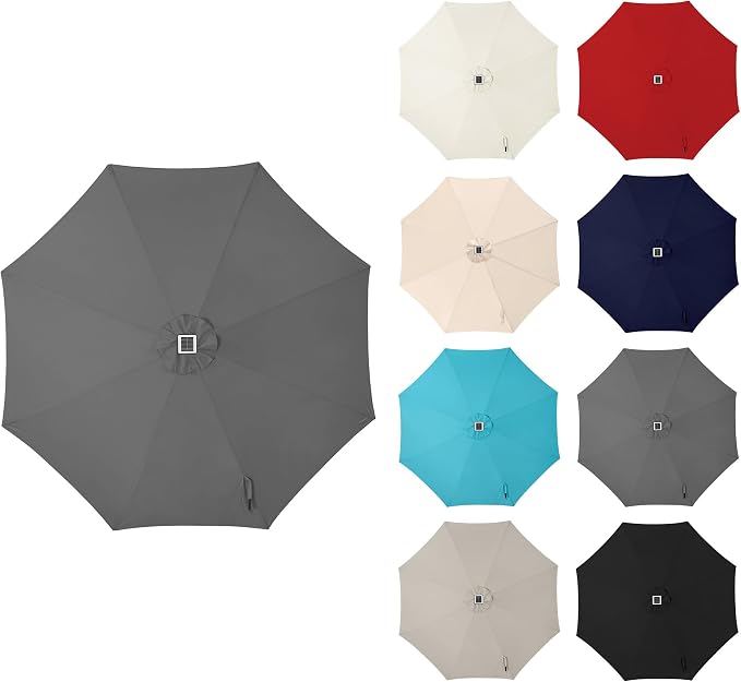 Solar Patio Umbrella Outdoor with Centre Light, 11 ft Anthracite | 40 LED Lights, UV Protection, Solar Outdoor Umbrella for Porch, Deck, Pool, Table, Garden, Provides Evening Lighting