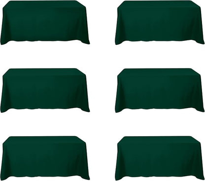 BRILLMAX 6 Pack Hunter Green Tablecloth 90x132 Inch for 6ft Rectangle Table | 150 GSM Polyester Fabric, Floor Length Drop, Water, Stain & Wrinkle Resistant Cloth Cover for Wedding Reception Banquet Party