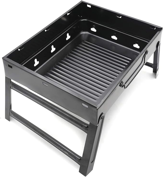 HTTMT- Outdoor Campling Foldable Compact Barbecue BBQ Grill Charcoal Stove Shish Kabob Tabletop For Outdoor Camping Picnic Travel Cooker[P/N: ET-COOK006-BK]