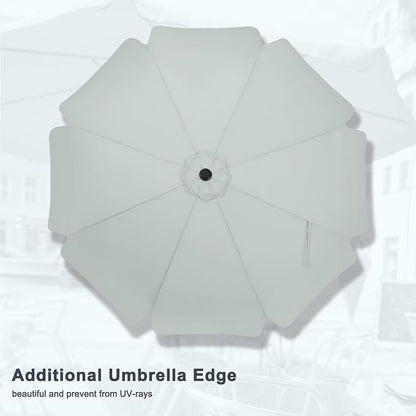 MASTERCANOPY 9ft Patio Umbrella with Valance, Crank & Tilt, Light Gray | 8 ribs, UV/fade-resist, waterproof, vent, for garden/deck/yard/pool