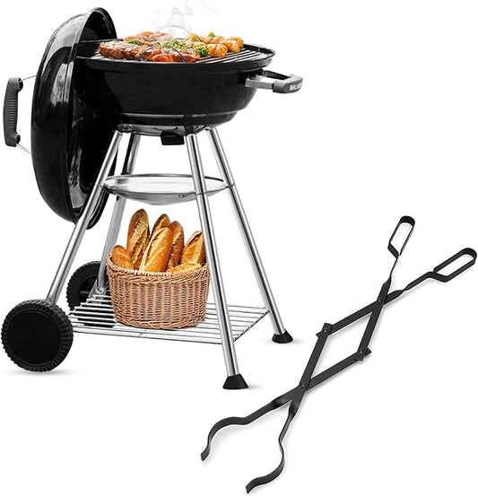 18 Inch Charcoal Grill for Outdoor +26" Long Firewood Tongs Log Grabber
