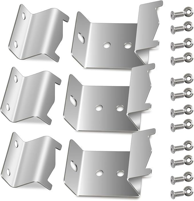 Stainless Steel Heat Plate Brackets, Burner Hanger Brackets Replacement for Chargriller 5050, 3001, 3008, 3030, 4000, 4208, 5072, 5252, 5650, 5050 Duo, Included Mounting Screws, Set of 6