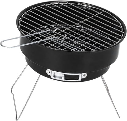 Mini Round Barbecue Grill Set, Portable Iron Charcoal Grill, with A Handle, for Home Kitchen BBQ Picnic Camping