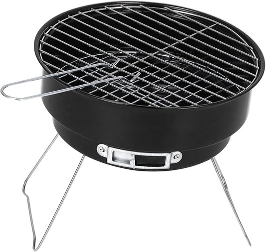 Mini Round Barbecue Grill Set, Portable Iron Charcoal Grill, with A Handle, for Home Kitchen BBQ Picnic Camping