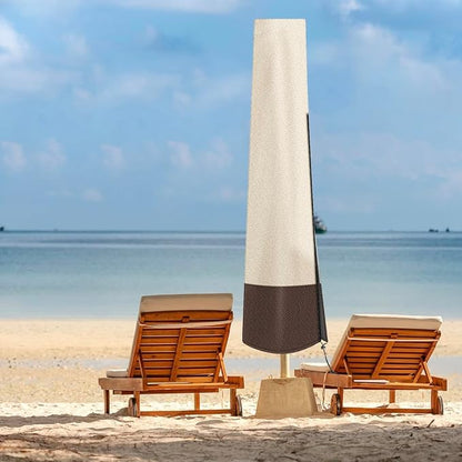 Patio Umbrella Cover Outdoor Umbrella Cover with Rod Waterproof Durable 600D Polyester Fabric Patio Parasol Umbrella Cover for 7 ft to 11 ft Outdoor Umbrella (Beige&Brown)