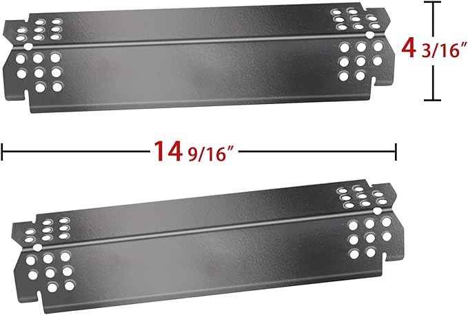 Hongso 14 9/16" Porcelain Steel Heat Plates Replacement Parts for Nexgrill, 720-0864, 720-0864M, 720-0830H Gas Grill and Other Grill Models,Heat Shield Tent, Burner Cover, Flame Tamer, PPC005 (2-Pack)