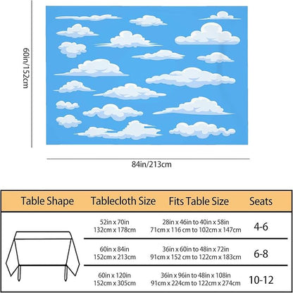 TKS MITLAN Blue Sky and White Clouds Tablecloth Decor Cloud Vector Set Collection Graphic Clip Art Design Table Cloth Dining Room Kitchen Table Cover 60" X 84" Oblong/Rectangle