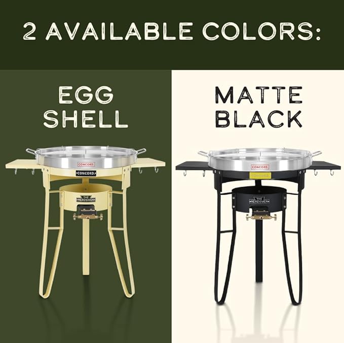 Concord The Herdsmen Stainless Steel Comal with Single Propane Cast Iron Roadster Burner Set. Great Outdoor Stove for Discada, Tacos, Street Vendor, Etc.… (Matte Black)