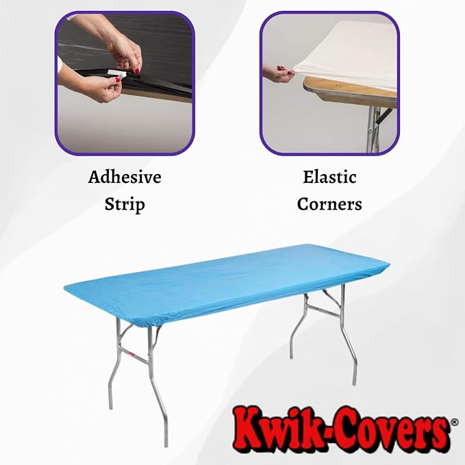 6' Rectangle Plastic Table Covers 30" x 72", Bundle of 5 (Light Blue)