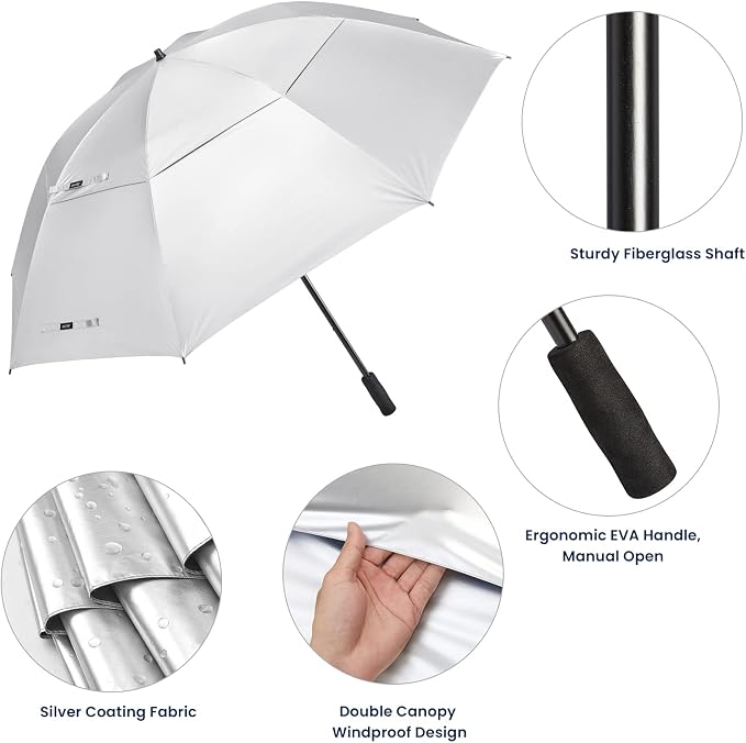 G4Free 80 Inch Golf Umbrella Extra Large Umbrella Double Canopy Windproof | Heavy Duty Oversized, Waterproof Stick Umbrella for Rain UV Protection, Fits 6-8 people for Doorman/Family/Patio