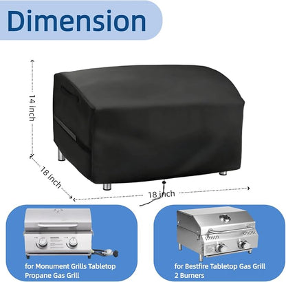 Mini Gas Grill Cover for Monument for Bestfire Tabletop 2 Burners Gas Grill | 18x18x14,Waterproof Dustproof Heavy Duty Oxford Fabric