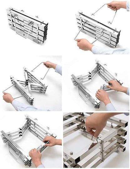 Portable Charcoal Grill for Camping BBQ, Stainless Steel Folding Outdoor Barbecue Grill, Compact Wood Fire Bonfire Stove with Anti-Scalding Handle, Easy Setup Camping Grill for Patio Garden,A-1