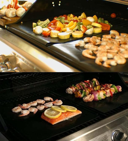 Grill Mats for Outdoor Gas Grill, Set of 7, Black | BBQ Grilling Mat for Outdoor Cooking, 15.75 x 13 Inch