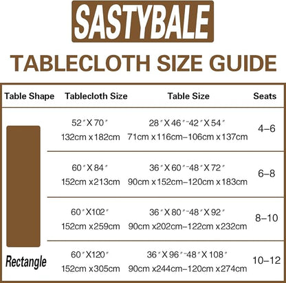 SASTYBALE Vinyl Tablecloth with Flannel Backing Rectangle 52 x 70 Inch | Floral Leaves Waterproof & Non Slip Heavy Duty Table Cloth, Plastic Table Cover for Dining, Party, Picnic, Outdoor